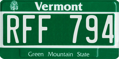 VT license plate RFF794