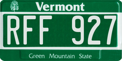 VT license plate RFF927