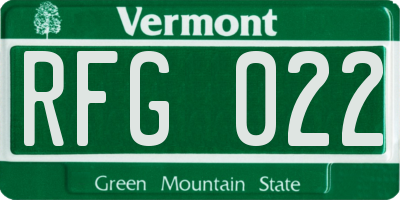 VT license plate RFG022