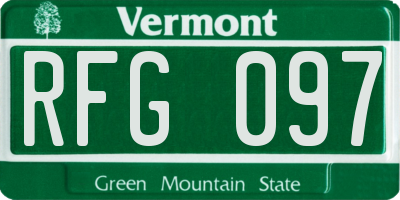 VT license plate RFG097