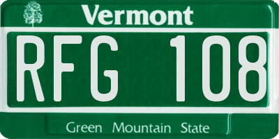 VT license plate RFG108