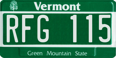 VT license plate RFG115