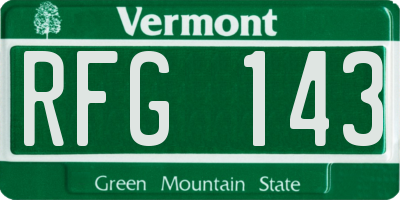 VT license plate RFG143