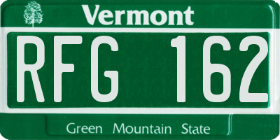 VT license plate RFG162