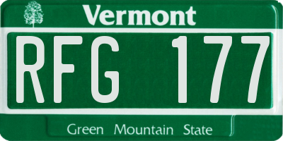 VT license plate RFG177