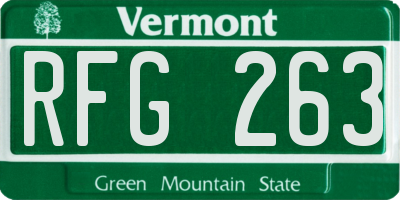 VT license plate RFG263