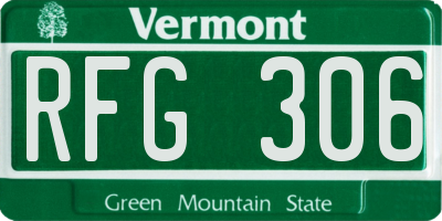 VT license plate RFG306