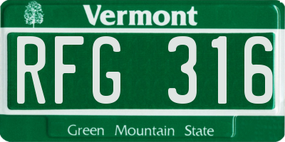 VT license plate RFG316
