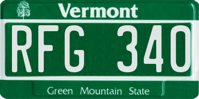 VT license plate RFG340