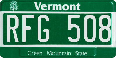 VT license plate RFG508