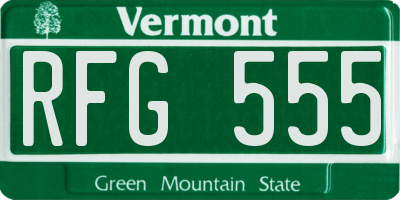 VT license plate RFG555
