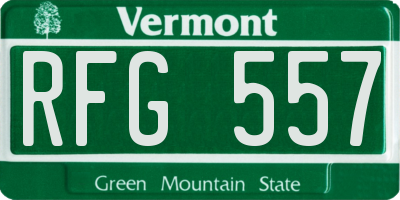 VT license plate RFG557