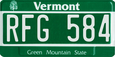 VT license plate RFG584