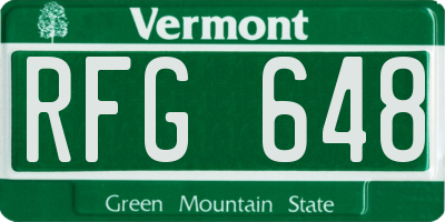 VT license plate RFG648