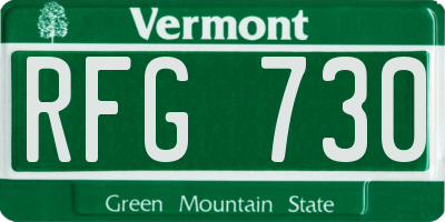 VT license plate RFG730