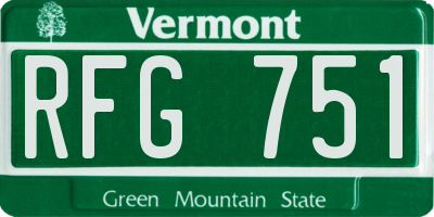 VT license plate RFG751