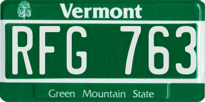 VT license plate RFG763