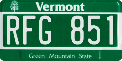VT license plate RFG851