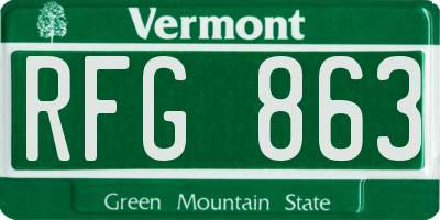 VT license plate RFG863