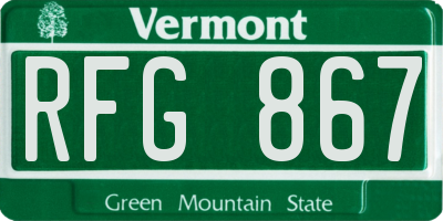 VT license plate RFG867