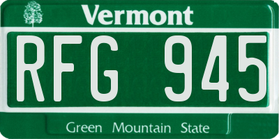 VT license plate RFG945