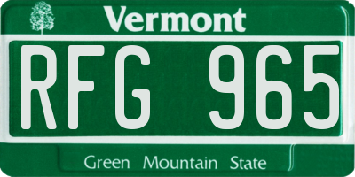 VT license plate RFG965