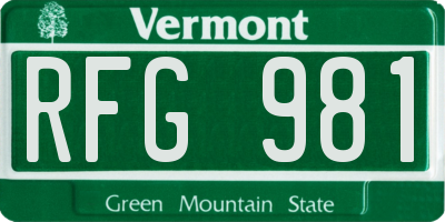 VT license plate RFG981