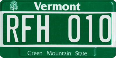 VT license plate RFH010
