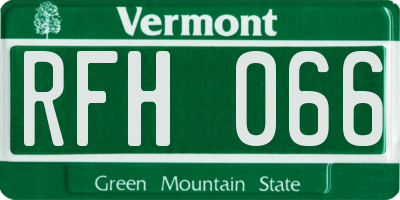 VT license plate RFH066