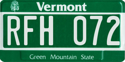 VT license plate RFH072