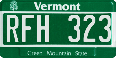 VT license plate RFH323