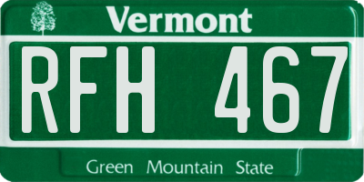 VT license plate RFH467