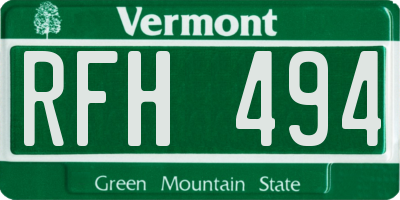 VT license plate RFH494