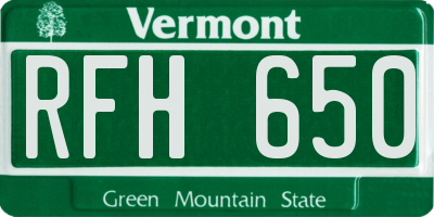 VT license plate RFH650