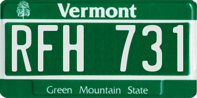 VT license plate RFH731