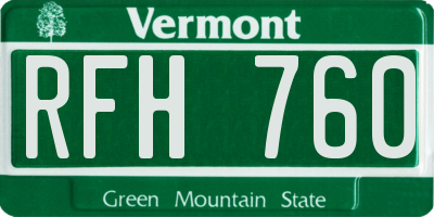 VT license plate RFH760