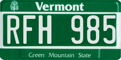 VT license plate RFH985