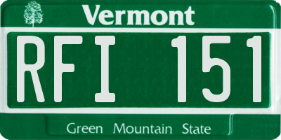 VT license plate RFI151
