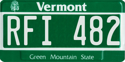 VT license plate RFI482