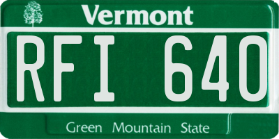 VT license plate RFI640