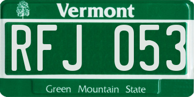 VT license plate RFJ053