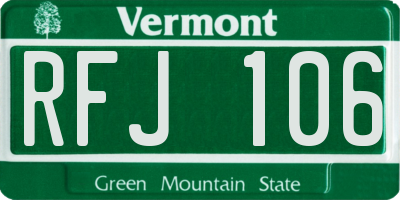 VT license plate RFJ106
