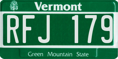 VT license plate RFJ179