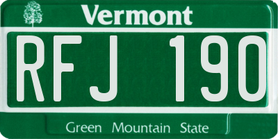 VT license plate RFJ190