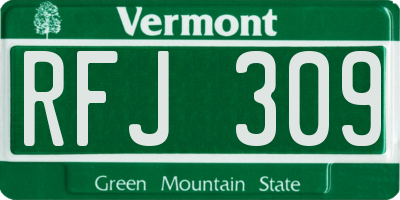 VT license plate RFJ309