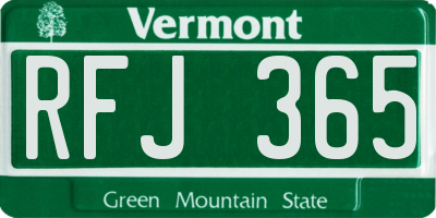 VT license plate RFJ365
