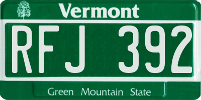 VT license plate RFJ392