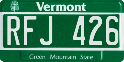 VT license plate RFJ426