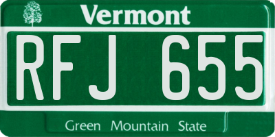 VT license plate RFJ655