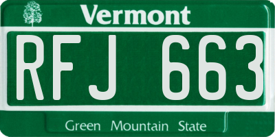 VT license plate RFJ663